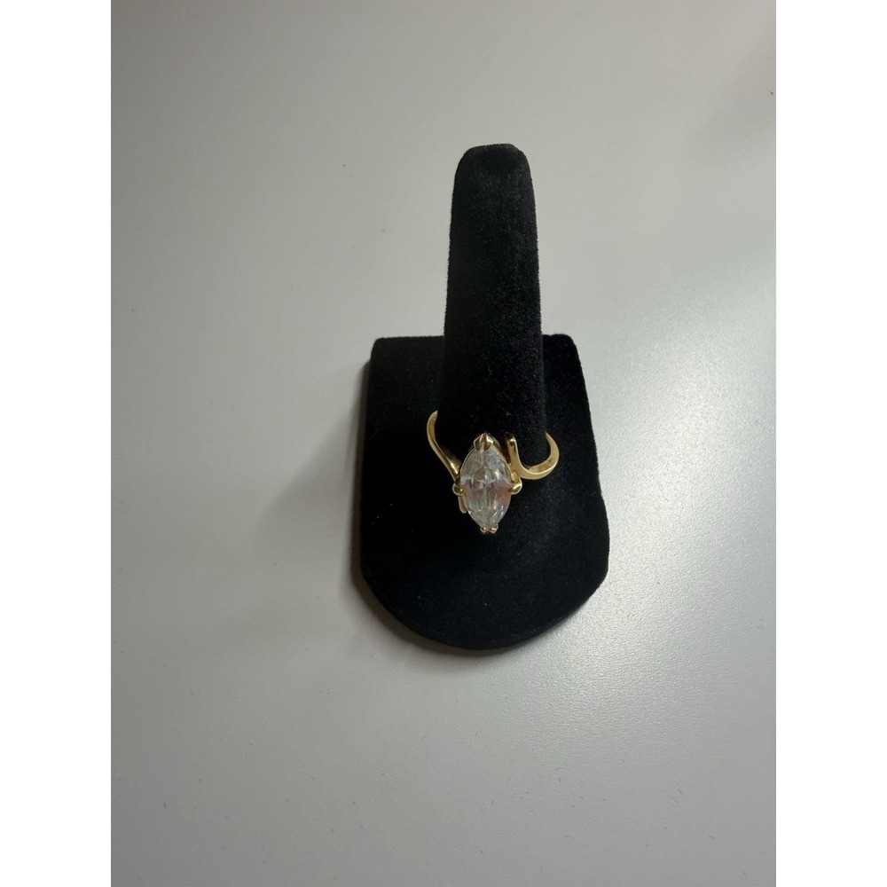 Womens Gold Tone Marquise Cut Cubic Zirconia Ring Jewelry Sz 8
